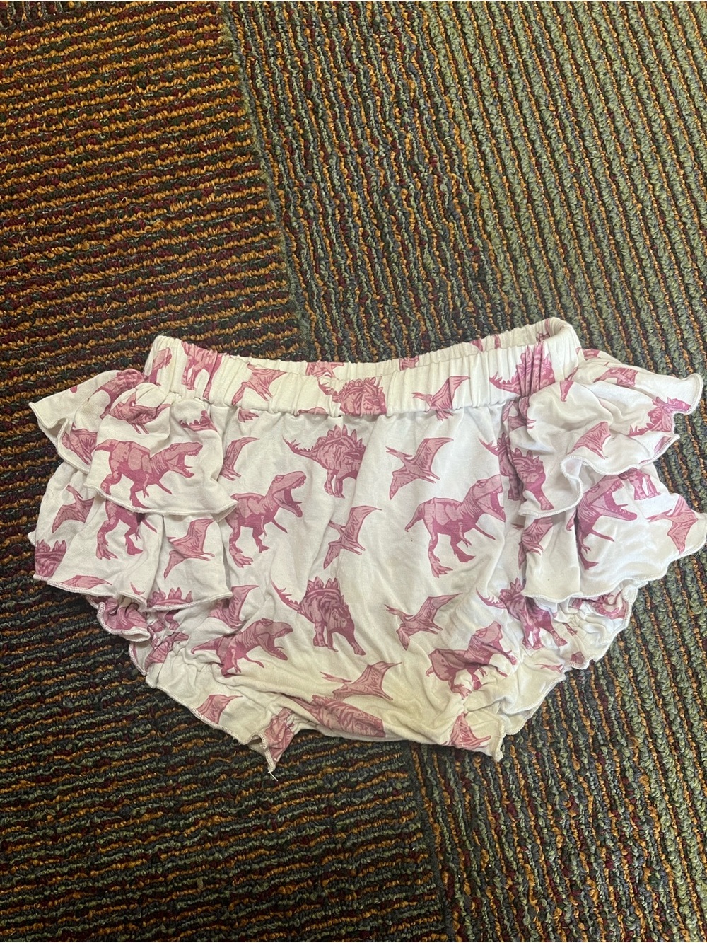 Kate Quinn 2T pink Dino ruffle bummie